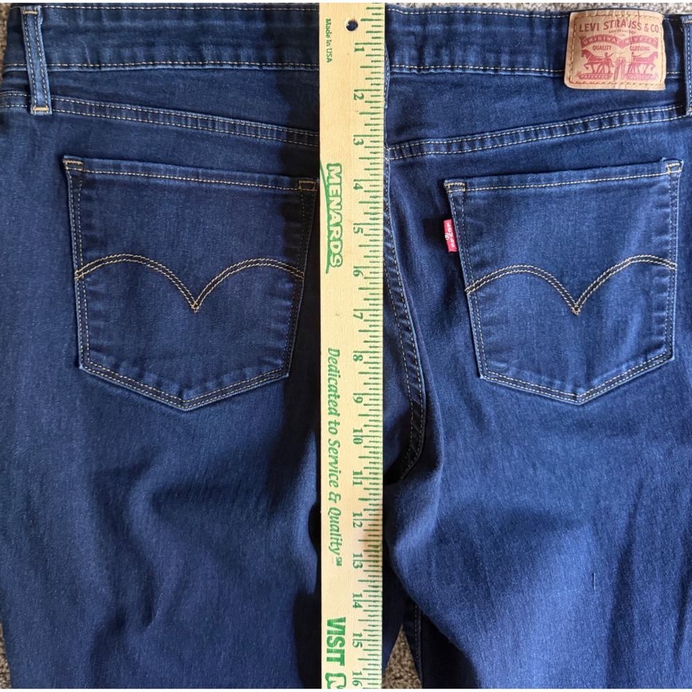 Levis 711 Skinny Jeans Womens 32 Dark Wash Blue Denim Mid Rise Stretch WaterLess - Picture 9 of 10